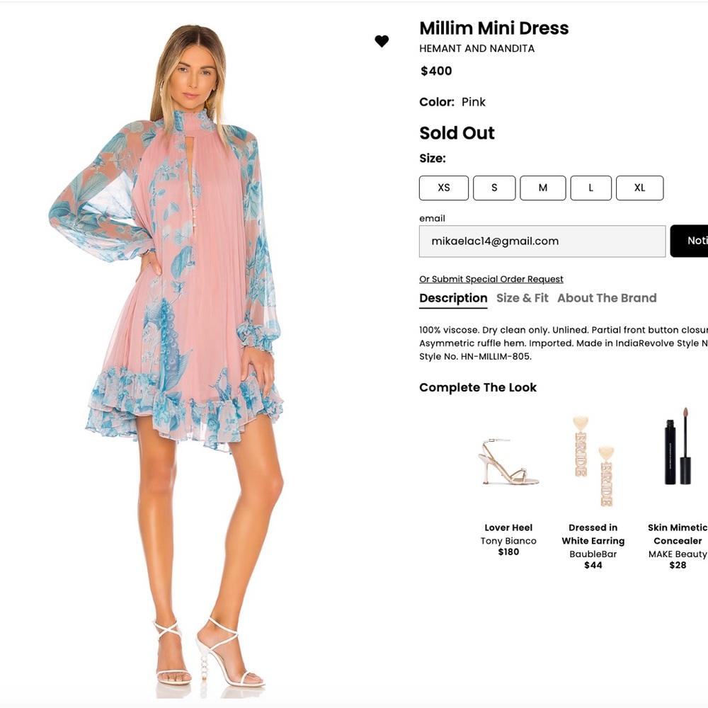 Hemant and Nandita Pink Floral Mini Dress